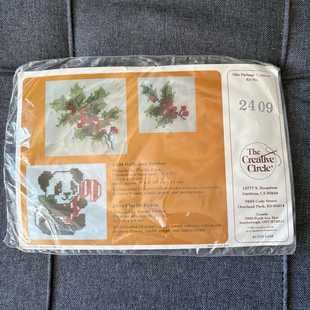Playful Panda Vintage Counted Cross Stitch Kit by The Creative Circle - 1983
